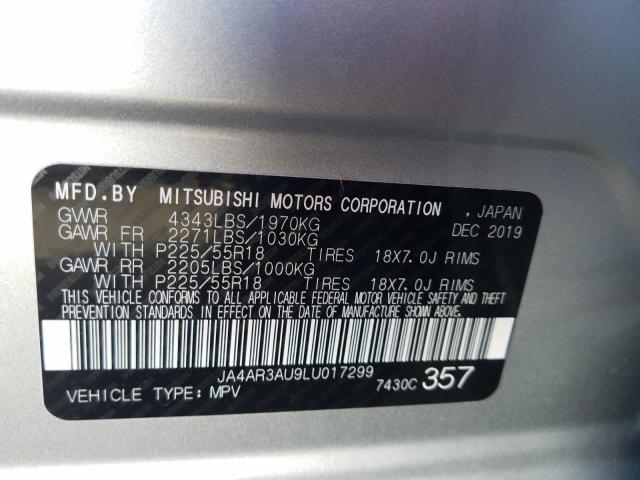 Photo 9 VIN: JA4AR3AU9LU017299 - MITSUBISHI OUTLANDER 