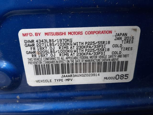 Photo 9 VIN: JA4AR3AUXGZ023914 - MITSUBISHI OUTLANDER 