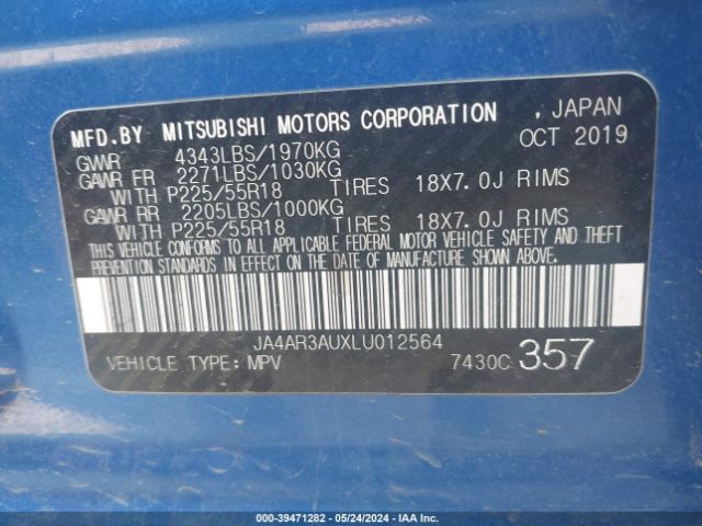 Photo 8 VIN: JA4AR3AUXLU012564 - MITSUBISHI OUTLANDER SPORT 