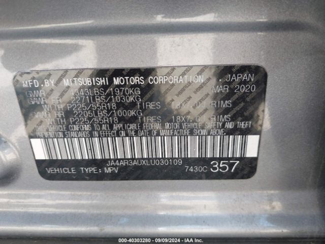 Photo 8 VIN: JA4AR3AUXLU030109 - MITSUBISHI OUTLANDER SPORT 