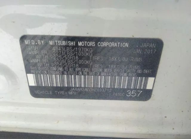 Photo 8 VIN: JA4AR3AW0HZ033712 - MITSUBISHI OUTLANDER SPORT 