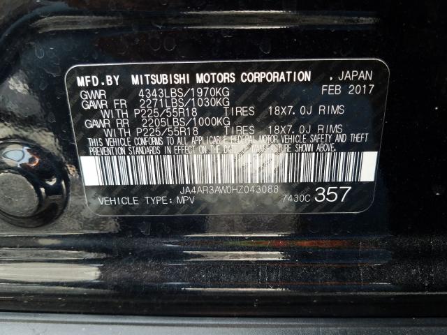 Photo 9 VIN: JA4AR3AW0HZ043088 - MITSUBISHI OUTLANDER 