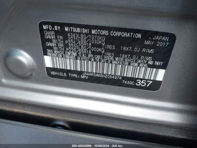 Photo 8 VIN: JA4AR3AW3HZ054974 - MITSUBISHI OUTLANDER SPORT 