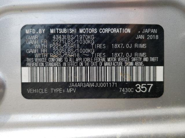 Photo 9 VIN: JA4AR3AW4JU001171 - MITSUBISHI OUTLANDER 