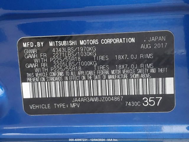 Photo 8 VIN: JA4AR3AW8JZ004867 - MITSUBISHI OUTLANDER SPORT 