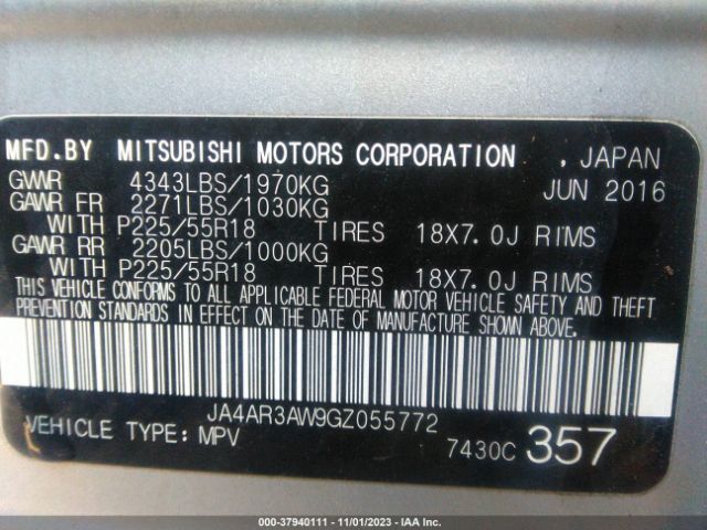 Photo 8 VIN: JA4AR3AW9GZ055772 - MITSUBISHI OUTLANDER SPORT 