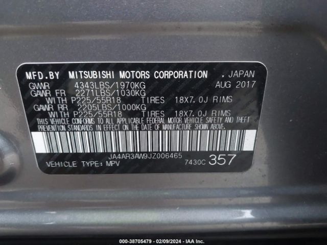 Photo 8 VIN: JA4AR3AW9JZ006465 - MITSUBISHI OUTLANDER SPORT 