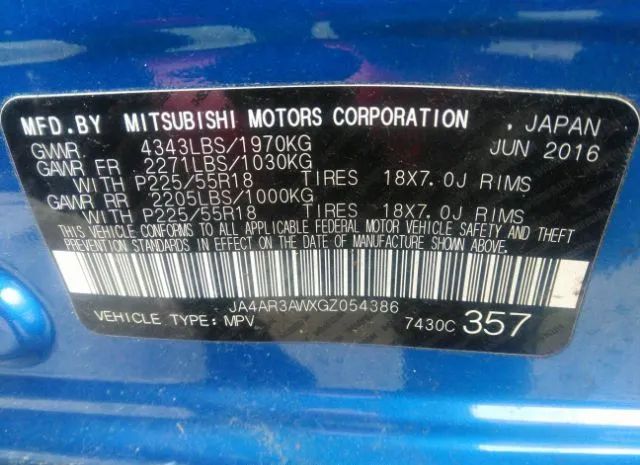 Photo 8 VIN: JA4AR3AWXGZ054386 - MITSUBISHI OUTLANDER SPORT 