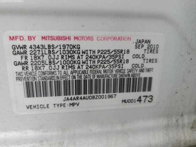 Photo 11 VIN: JA4AR4AU0BZ001967 - MITSUBISHI OUTLANDER 