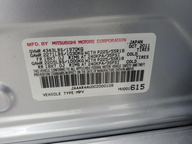 Photo 11 VIN: JA4AR4AU0CZ000108 - MITSUBISHI OUTLANDER 