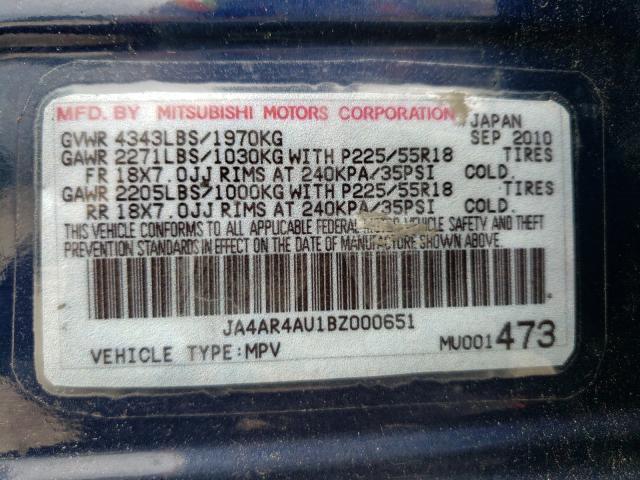 Photo 9 VIN: JA4AR4AU1BZ000651 - MITSUBISHI OUTLANDER 