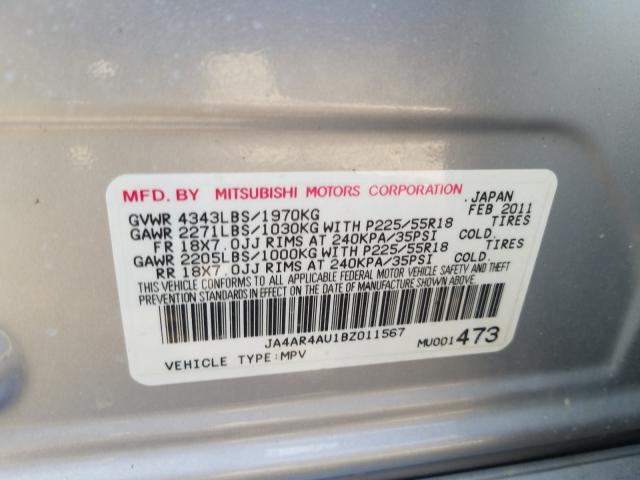 Photo 9 VIN: JA4AR4AU1BZ011567 - MITSUBISHI OUTLANDER 