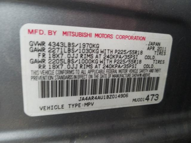 Photo 9 VIN: JA4AR4AU1BZ014906 - MITSUBISHI OUTLANDER 