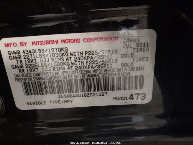 Photo 8 VIN: JA4AR4AU1BZ021287 - MITSUBISHI OUTLANDER SPORT 