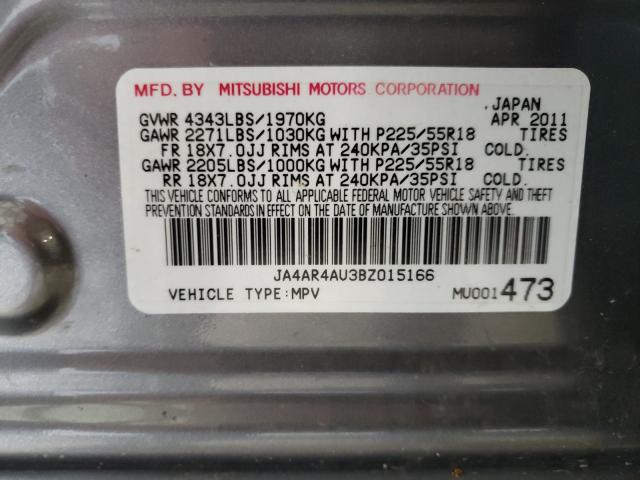 Photo 9 VIN: JA4AR4AU3BZ015166 - MITSUBISHI OUTLANDER 