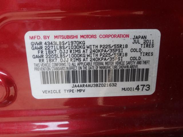 Photo 9 VIN: JA4AR4AU3BZ021632 - MITSUBISHI OUTLANDER 