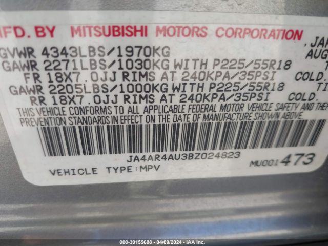 Photo 8 VIN: JA4AR4AU3BZ024823 - MITSUBISHI OUTLANDER SPORT 