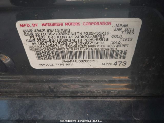 Photo 8 VIN: JA4AR4AU5BZ009711 - MITSUBISHI OUTLANDER SPORT 