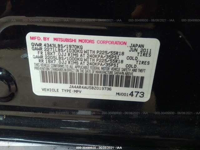 Photo 8 VIN: JA4AR4AU5BZ019736 - MITSUBISHI OUTLANDER SPORT 