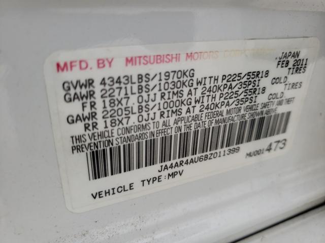 Photo 9 VIN: JA4AR4AU6BZ011399 - MITSUBISHI OUTLANDER 