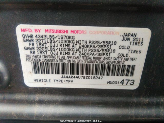 Photo 8 VIN: JA4AR4AU7BZ018247 - MITSUBISHI OUTLANDER SPORT 