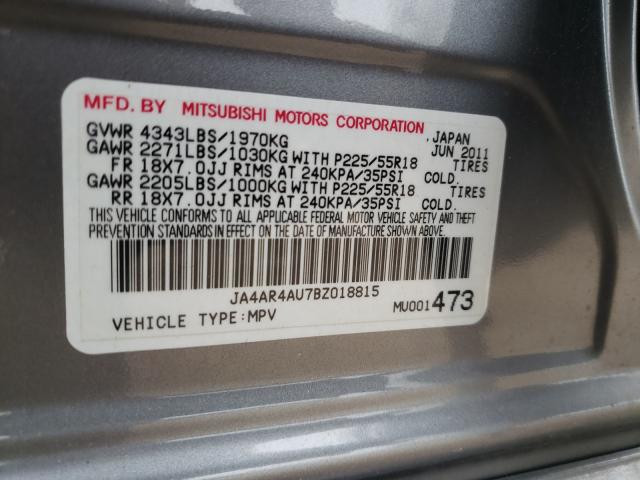 Photo 9 VIN: JA4AR4AU7BZ018815 - MITSUBISHI OUTLANDER 