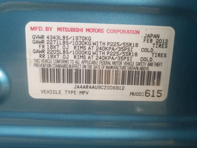 Photo 9 VIN: JA4AR4AU9CZ006912 - MITSUBISHI OUTLANDER 