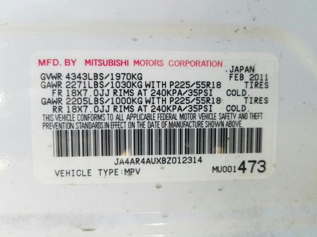 Photo 9 VIN: JA4AR4AUXBZ012314 - MITSUBISHI OUTLANDER 