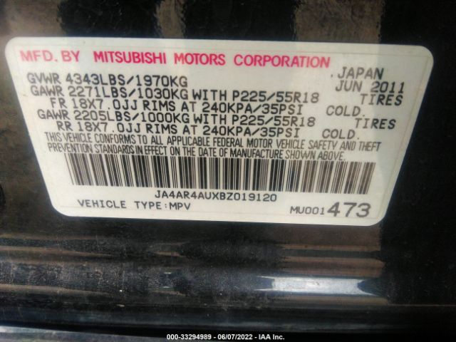 Photo 8 VIN: JA4AR4AUXBZ019120 - MITSUBISHI OUTLANDER SPORT 