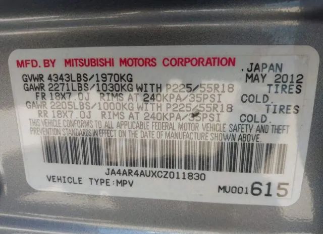 Photo 8 VIN: JA4AR4AUXCZ011830 - MITSUBISHI OUTLANDER SPORT 