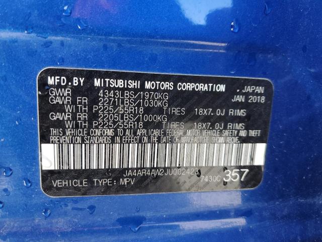 Photo 11 VIN: JA4AR4AW2JU002423 - MITSUBISHI OUTLANDER 