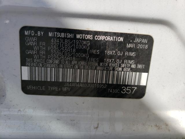 Photo 9 VIN: JA4AR4AW3JU010952 - MITSUBISHI OUTLANDER 