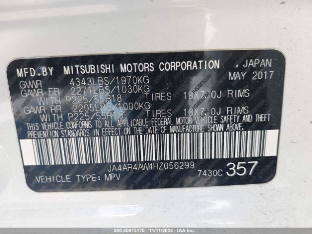 Photo 8 VIN: JA4AR4AW4HZ056299 - MITSUBISHI OUTLANDER SPORT 