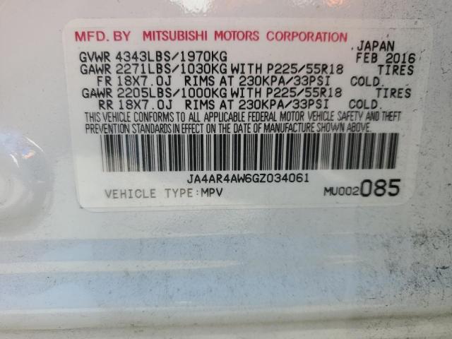 Photo 12 VIN: JA4AR4AW6GZ034061 - MITSUBISHI OUTLANDER 