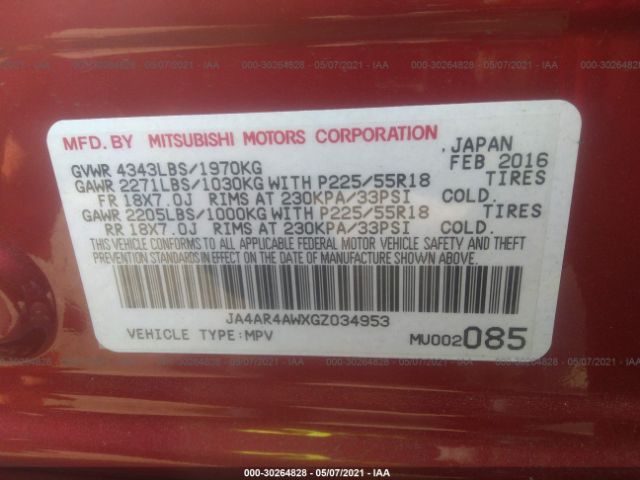 Photo 8 VIN: JA4AR4AWXGZ034953 - MITSUBISHI OUTLANDER SPORT 