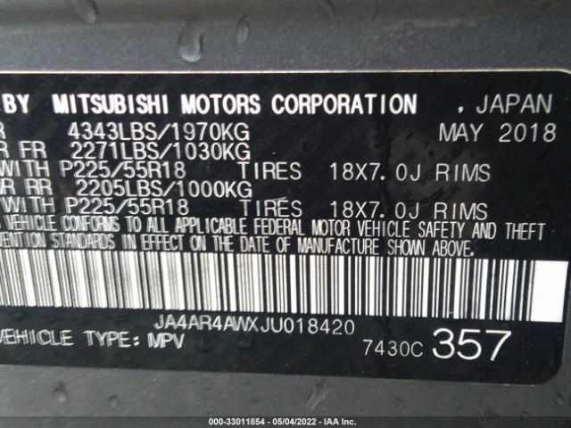 Photo 8 VIN: JA4AR4AWXJU018420 - MITSUBISHI OUTLANDER SPORT 