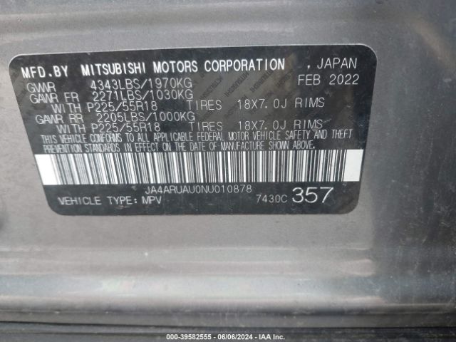 Photo 8 VIN: JA4ARUAU0NU010878 - MITSUBISHI OUTLANDER SPORT 