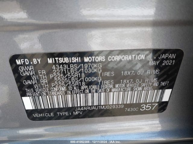 Photo 8 VIN: JA4ARUAU1MU029339 - MITSUBISHI OUTLANDER SPORT 