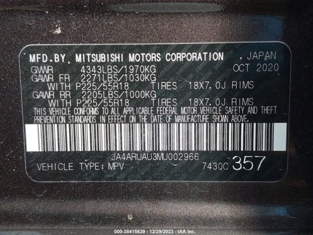 Photo 8 VIN: JA4ARUAU3MU002966 - MITSUBISHI OUTLANDER SPORT 