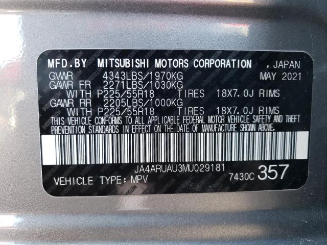 Photo 12 VIN: JA4ARUAU3MU029181 - MITSUBISHI OUTLANDER 