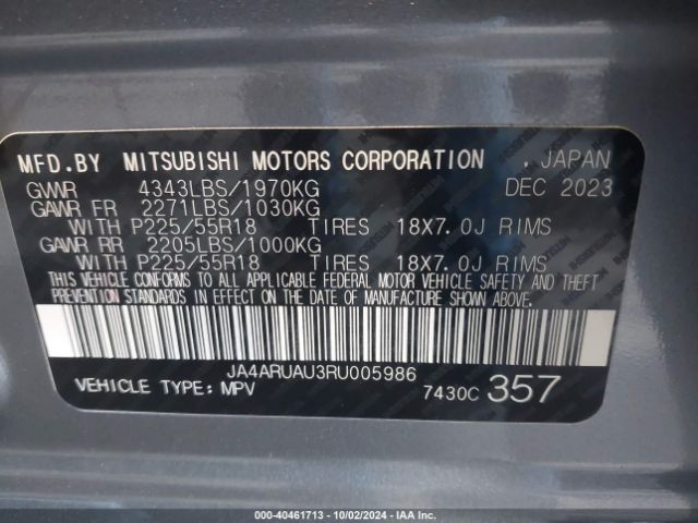 Photo 8 VIN: JA4ARUAU3RU005986 - MITSUBISHI OUTLANDER SPORT 