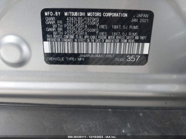 Photo 8 VIN: JA4ARUAU4MU018867 - MITSUBISHI OUTLANDER SPORT 