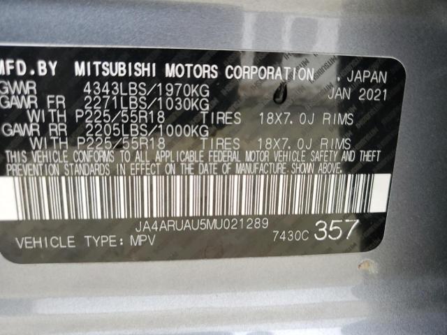 Photo 11 VIN: JA4ARUAU5MU021289 - MITSUBISHI OUTLANDER 