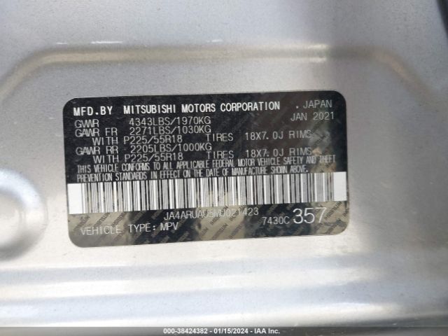 Photo 8 VIN: JA4ARUAU5MU021423 - MITSUBISHI OUTLANDER SPORT 