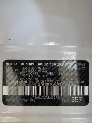 Photo 11 VIN: JA4ARUAU7MU026722 - MITSUBISHI OUTLANDER 