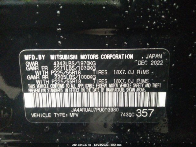 Photo 8 VIN: JA4ARUAU7PU003980 - MITSUBISHI OUTLANDER SPORT 