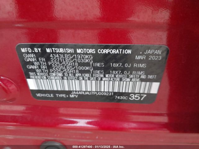 Photo 8 VIN: JA4ARUAU7PU009231 - MITSUBISHI OUTLANDER SPORT 
