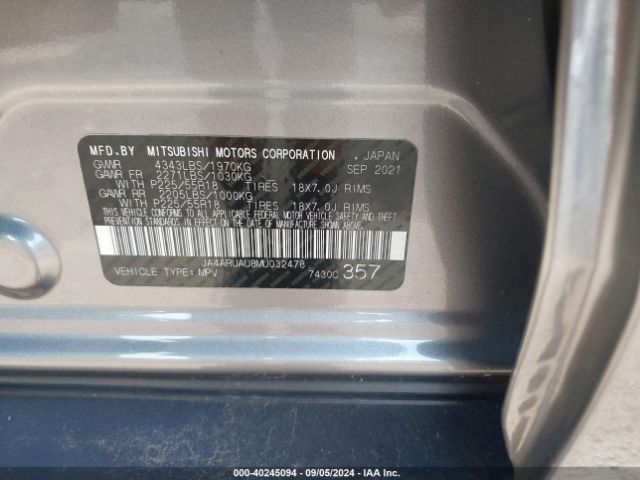 Photo 8 VIN: JA4ARUAU8MU032478 - MITSUBISHI OUTLANDER SPORT 