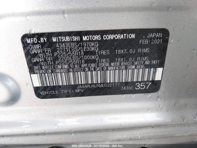 Photo 8 VIN: JA4ARUAUXMU022177 - MITSUBISHI OUTLANDER SPORT 