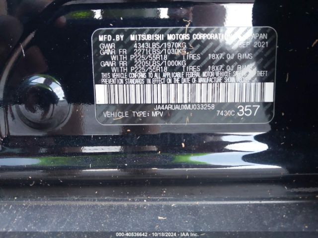 Photo 8 VIN: JA4ARUAUXMU033258 - MITSUBISHI OUTLANDER SPORT 